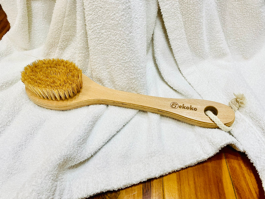 Bàn chải tắm khô, cọ lưng Vegan - Cactus bristles dry brush