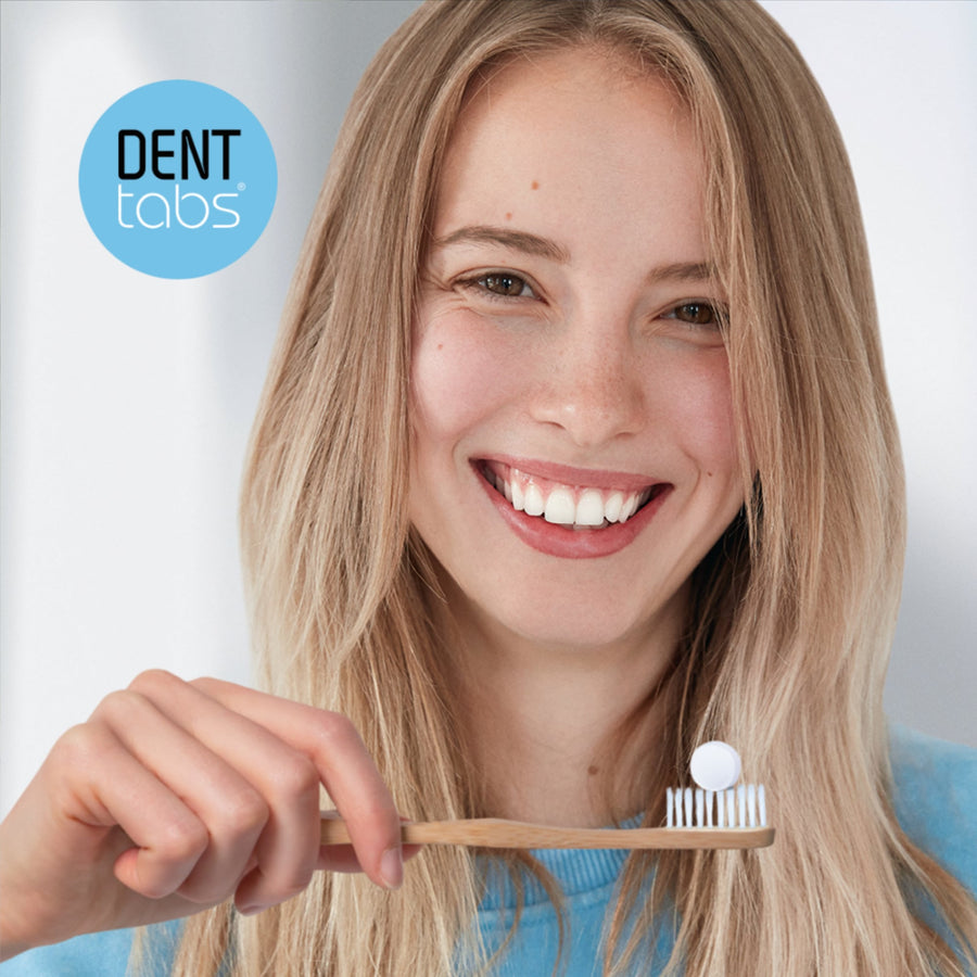 Viên đánh răng tự nhiên DENTTABS với fluoride 125pc - Dâu